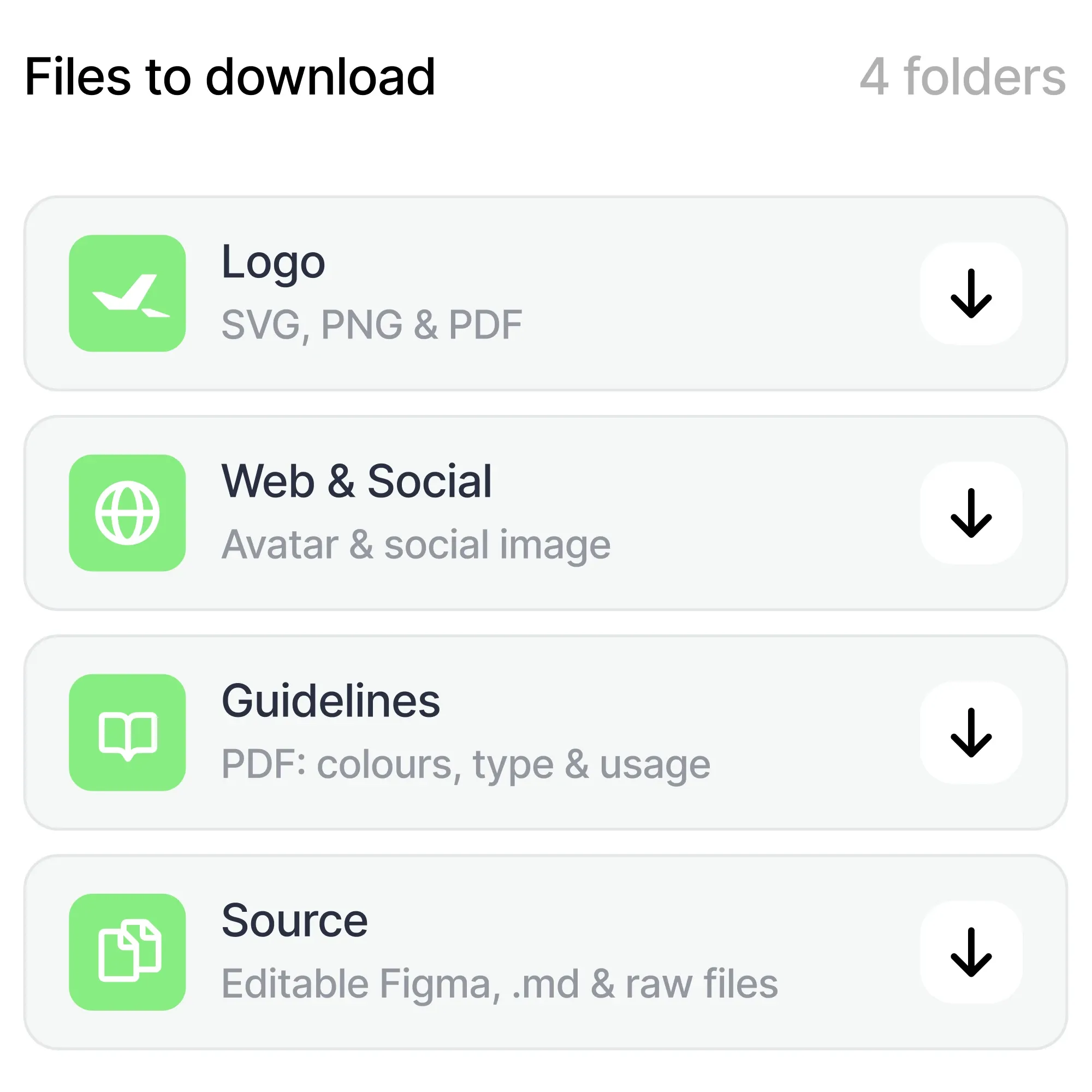 An organized folder of brand files ready to download